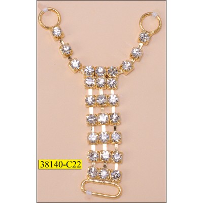 Rhinestone "T" Chain Attatchment Width 6.7cm with Ring Long 4.5cm