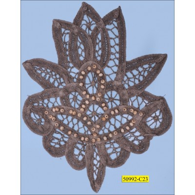 Applique Beaded Embroided Crochet Flower 6 1/4"X7 1/2"