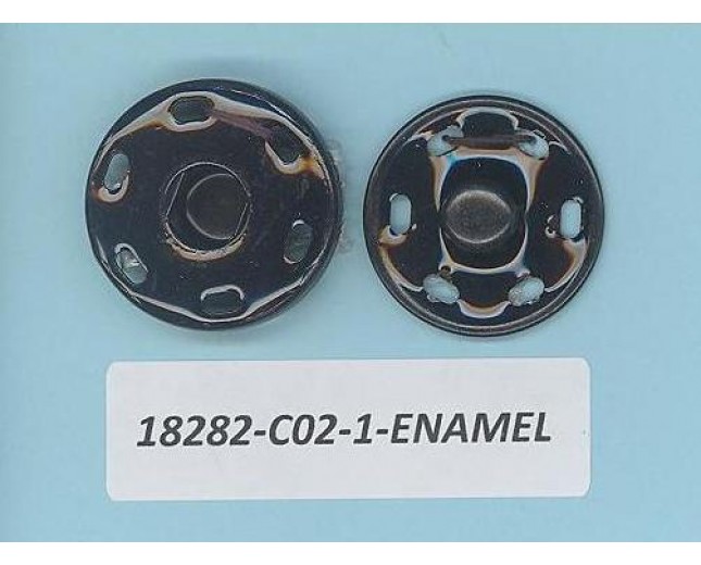 Snap Button Metal Male+Female 23mm Enamel BLACK