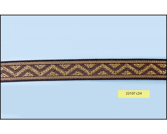 Lurexed Woven Jacquard 3/4" Brown and Gold
