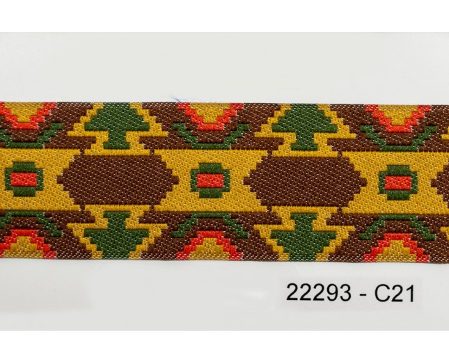 1 3/8" 44.5 Brown and Gold Aztec Jacquard