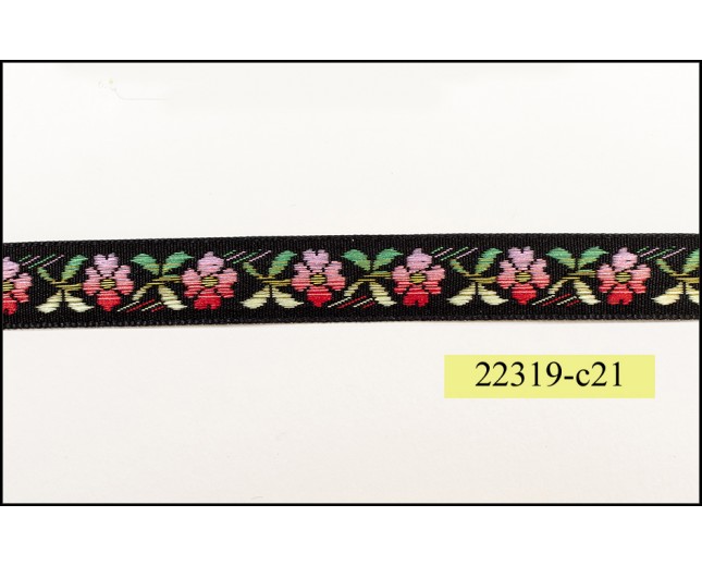 1/2'' Black with Red and Pink Flower