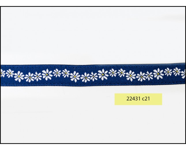 1/2" Floral White on Navy Tape