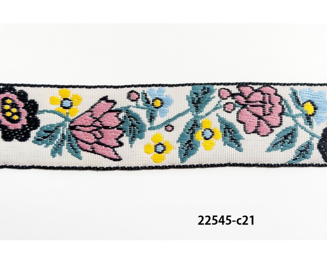 1'' Jacquard Tape and Flowers
