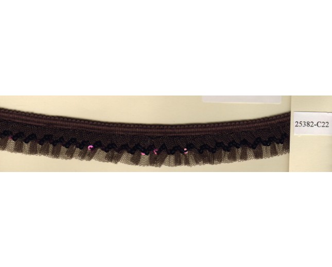 3/4" Braid with Gold 3mm zigzag sequins on brown net