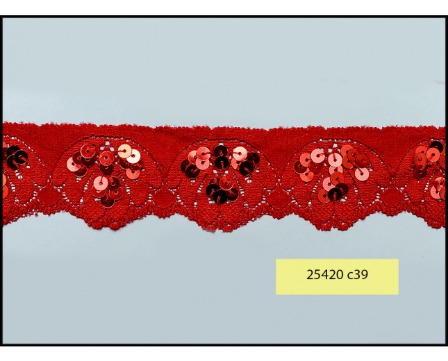 Sequined Scalloped Stretch Lace 1 1/2"