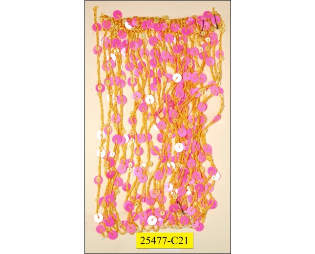 Sequined Chainette Fringe 5 3/4" Pink and Yellow