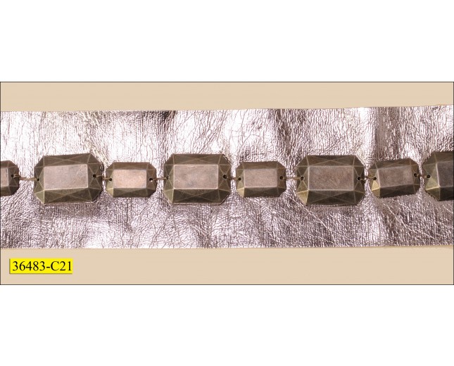 Beads Rectangle on Patent Leather 2" Silver and Antique Silver