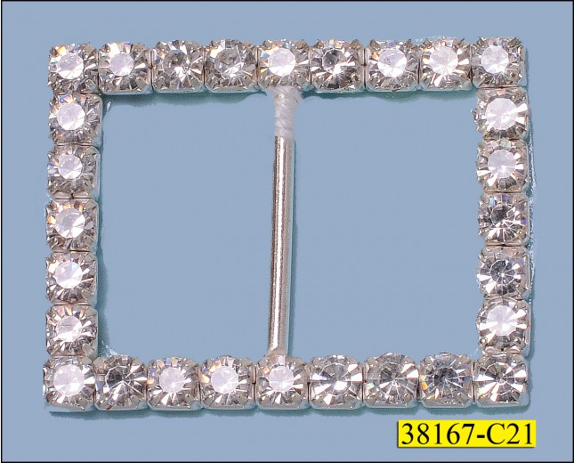 Rhinestone Slider Rectangle Inner Diameter 7/8" Silver