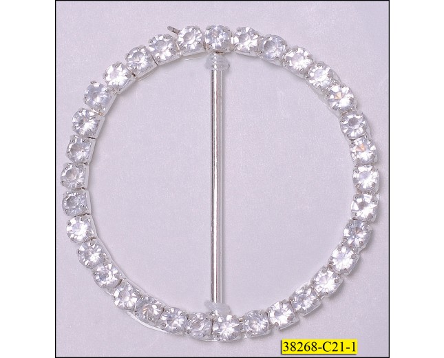 Round Buckle Inner Diameter 1 1/2" Silver and Clear