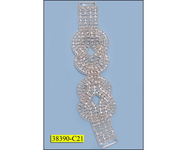 Rhinestone Strap with Ring 2 End 8x2 1/2" Nickel and Clear