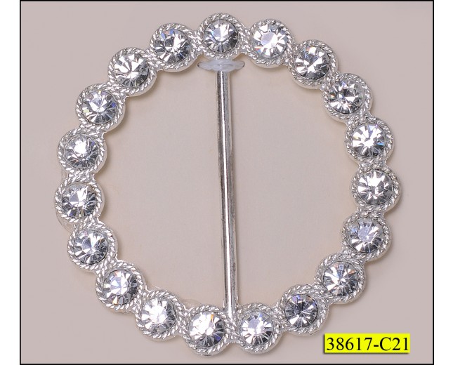 Buckle Round with stones Inner Diameter 4.2cm Silver
