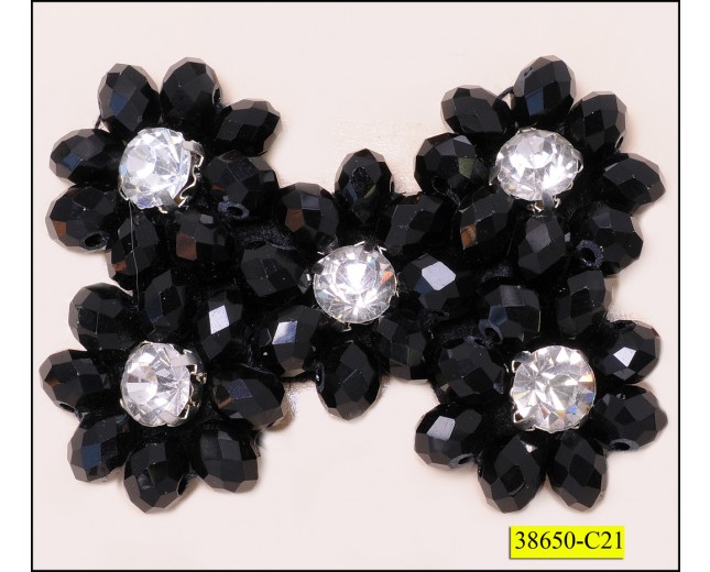 Applique Beads with Rhinestone Bow pattern Black and White