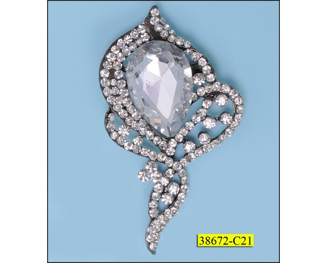 Rhinestone Brooch designed with bead Silver and Clear