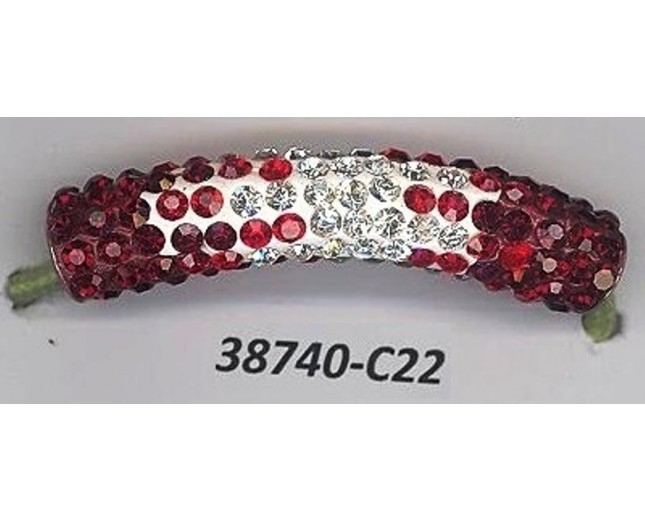 Tube curve w/R.stones 1 3/4 Red/White/Clear