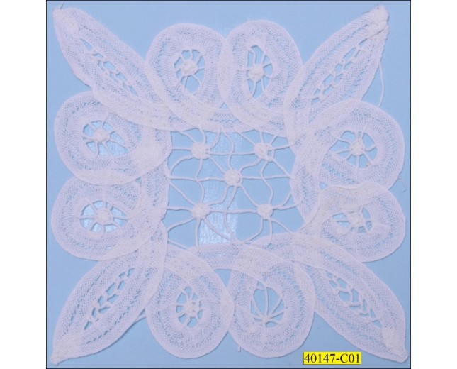 Applique Cotton Crochet Embroided Flower 4 3/4"X4 1/2"