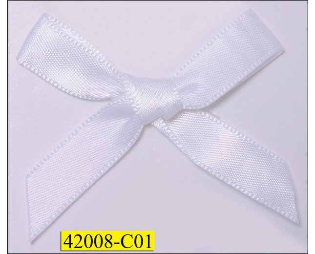 3/8" White Satin Ribbon with 2" span