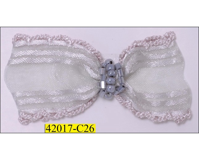 Bow Organza with Beads 2 1/2"x1 1/8" 