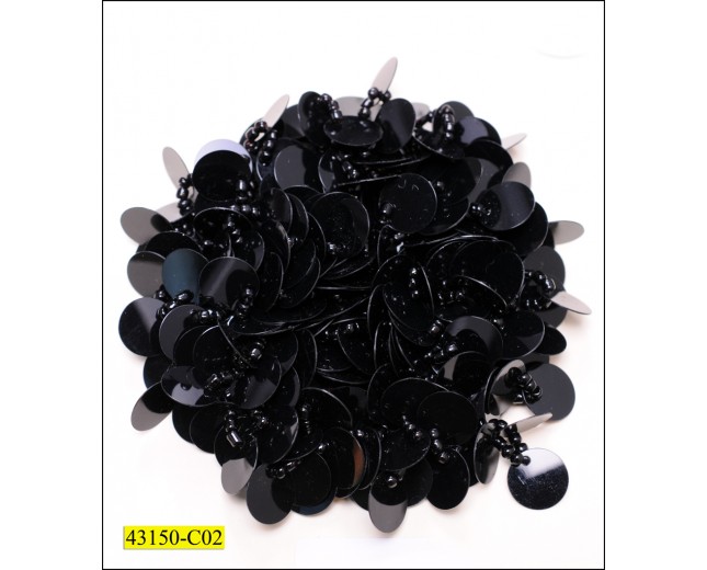 Brooch Sequins Applique Round with Pin 2 1/2" Black