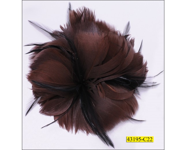 3 Floral feathered Brooch 3 3/4x2 3/4" Brown and Black