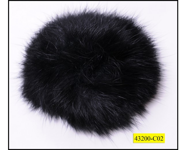 Fur pom pom with pin 2 3/8" Black