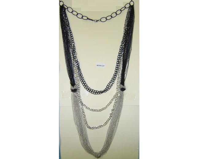 Necklace Chain Various Sizes 16 1/2" Blk/Silver