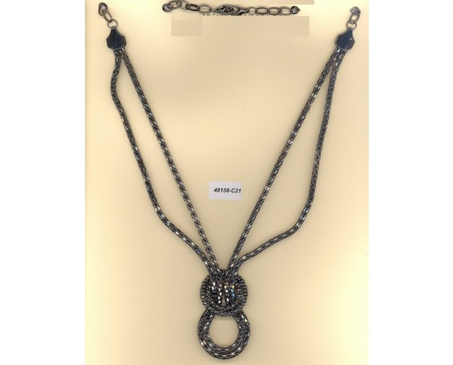 Necklace Tubular Chain Knotted 14 1/2"Gunmetal