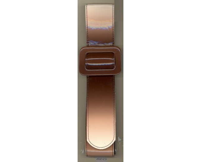 Belt Patent Leather w/Rectangle Buckle Brown