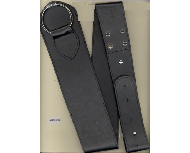 Belt Leath w/Metal Closure+Studs 39" Black/Nickel