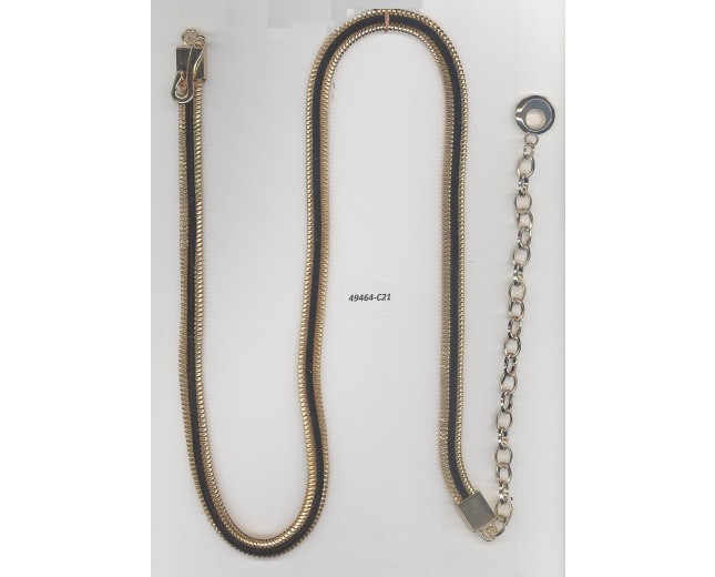 Belt w/metal chain/suede&hang chain38"Gold/BLK