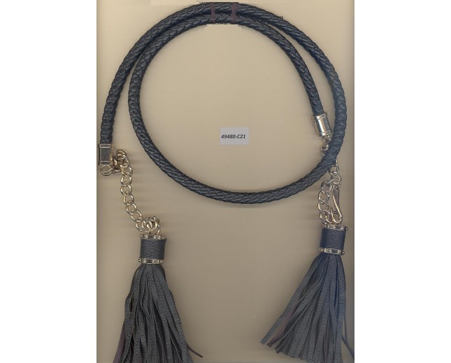 Belt w/leather cord&2 tassel 41" Black/Gold