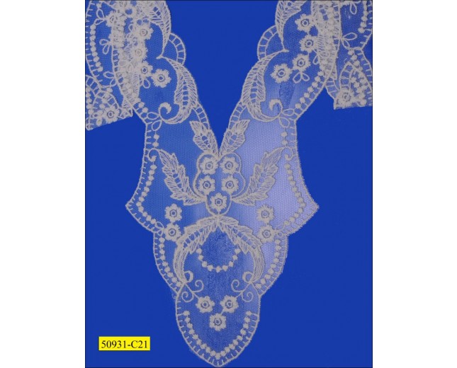 15 1/2" embroidered Tulle Bib lace Applique 