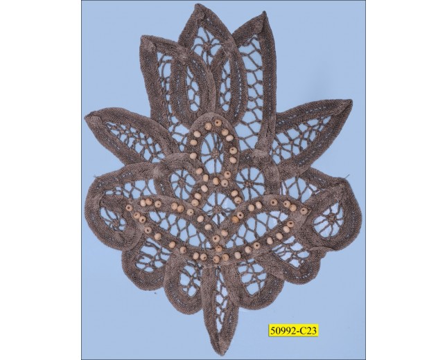 Applique Beaded Embroided Crochet Flower 6 1/4"X7 1/2"