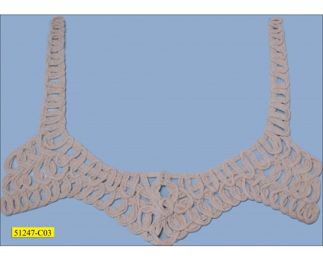 Collar Corded Applique M-Shape 10 1/2 x 14 3/4" Natural