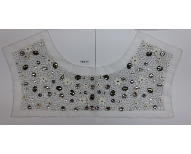 Collar w/lurex/muti beads/leather8 1/2x7 1/2Muti/Sil