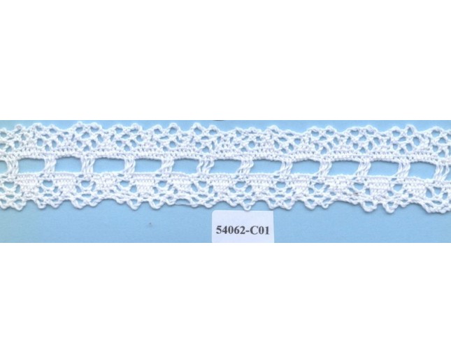 1 1/4" Wht Cotton Cluny Galoon Lace- w/7mm center