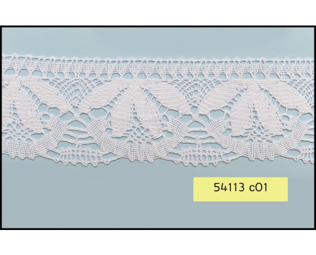 Crochet Floral Lace Scallop 1 Edge 60mm White