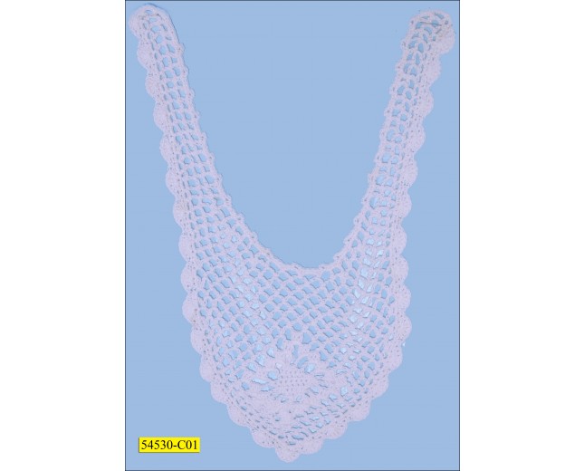 Crochet Cotton Scalloped Neck Collar 10 1/4" White