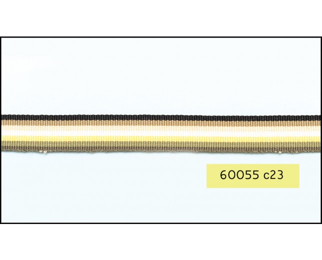 Multi Grosgrain Striped Rib. 5/8" BLK/GREY/WHT/YEL