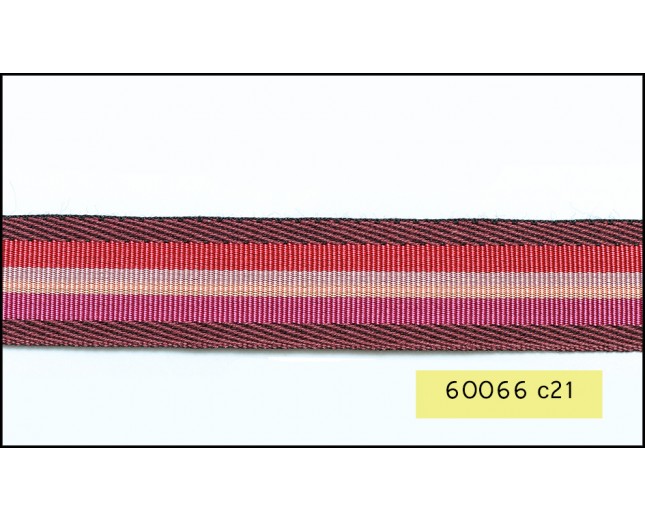 Multi Grosgrain Striped Rib.1"BRN/RED/GGEY/FUS