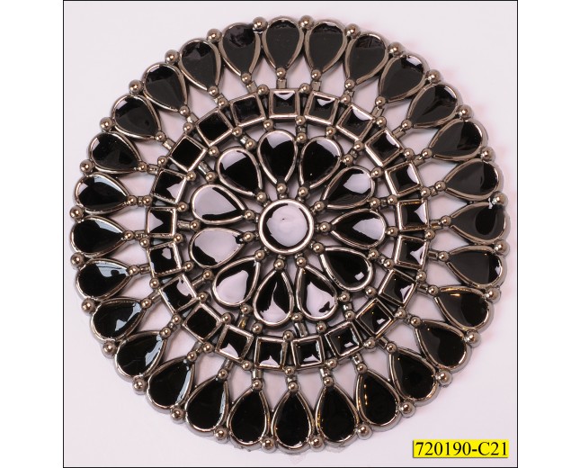 Buckle Round flower pattern with design 3'' Black and Gunmetal