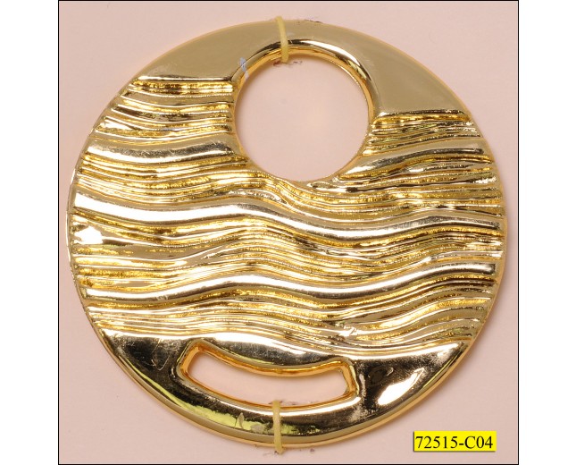 Plastic Round Wavy Buckle with 2 Hole 3" Gold
