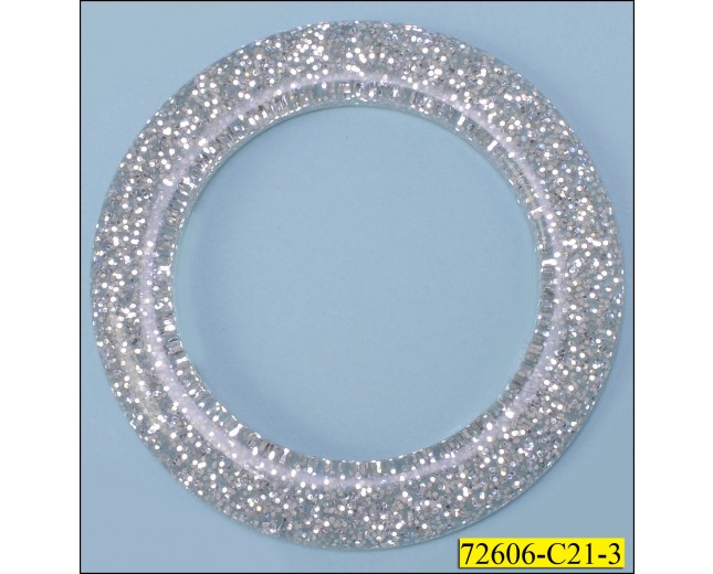 Plastic Ring with Glitter Inside Inner Diameter Clear and Silver