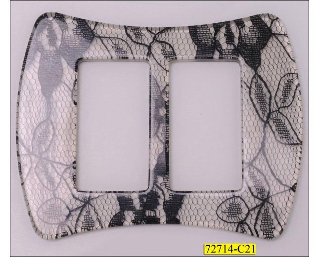 Buckle Rectangle with Rachel Lace Inside 1 1/2" Black and Clear
