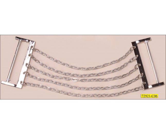 Belt Attachment Metal with 5 Rows of Chain Inner Diameter 2" Silver