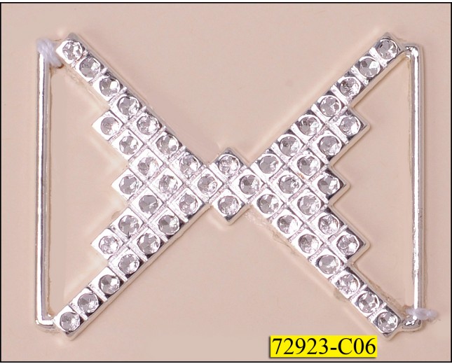 Attachment Metal "X" Shape Pattern Immitate Rhinestone Inner Diameter 1 1/4" Silver
