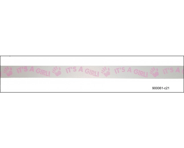 3/8" "It's a Girl Motif" print Ribbon Pink