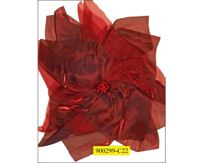 Flower Organza Single with Beads on Middle 12" 