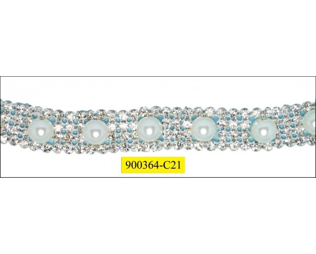 Braid Pearls with  rhinestones 1.8cm White