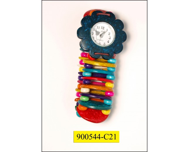 Watch with colorful coconut shell and beads Muti Colors